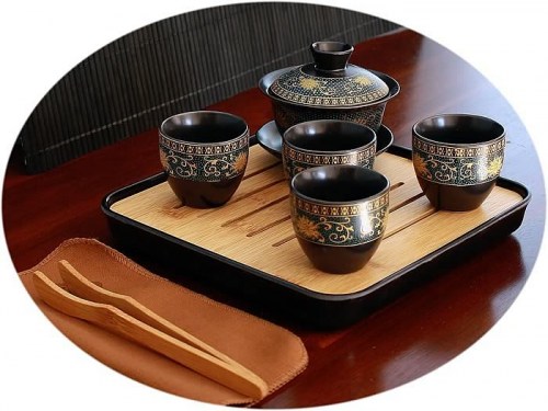 Buy Chinese tea set antique style black 